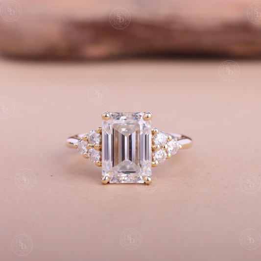 emerald-cut-lab-grown-engagement-ring-vintage-14K-gold-promise-ring
