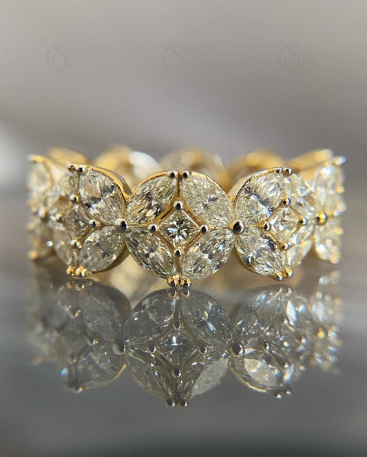 Handmade 4.00 CTW Moissanite Diamond Wedding Band: Marquise & Princess Cut