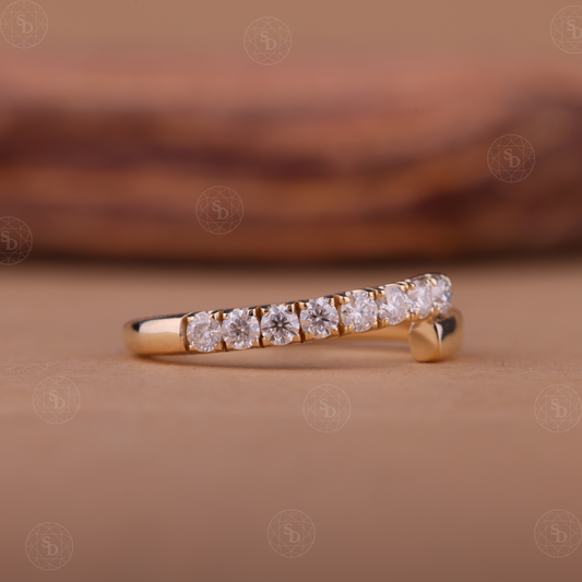 olid 14K gold lab-grown diamond bypass ring for anniversary or promise wear