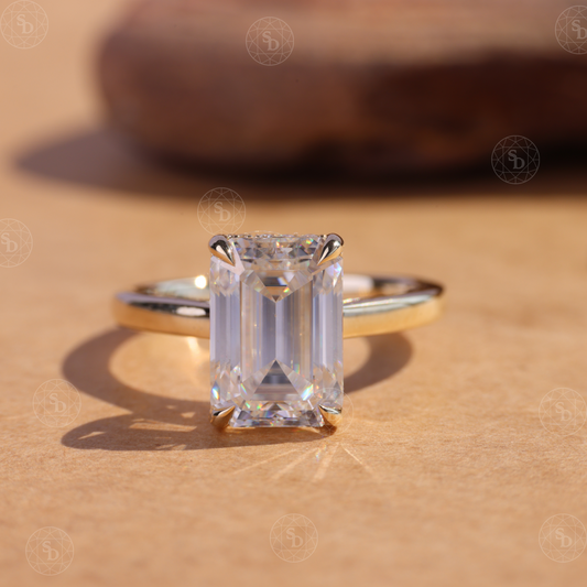 2CT Emerald Cut Lab-Grown Diamond Engagement Ring