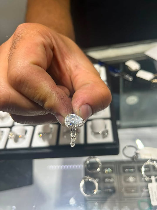 2.5 CT Pear Lab Diamond 14K White Gold Custom Engagement ring with visible halo