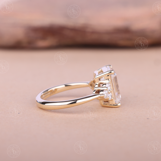 emerald-cut-lab-grown-engagement-ring-vintage-14K-gold-promise-ring