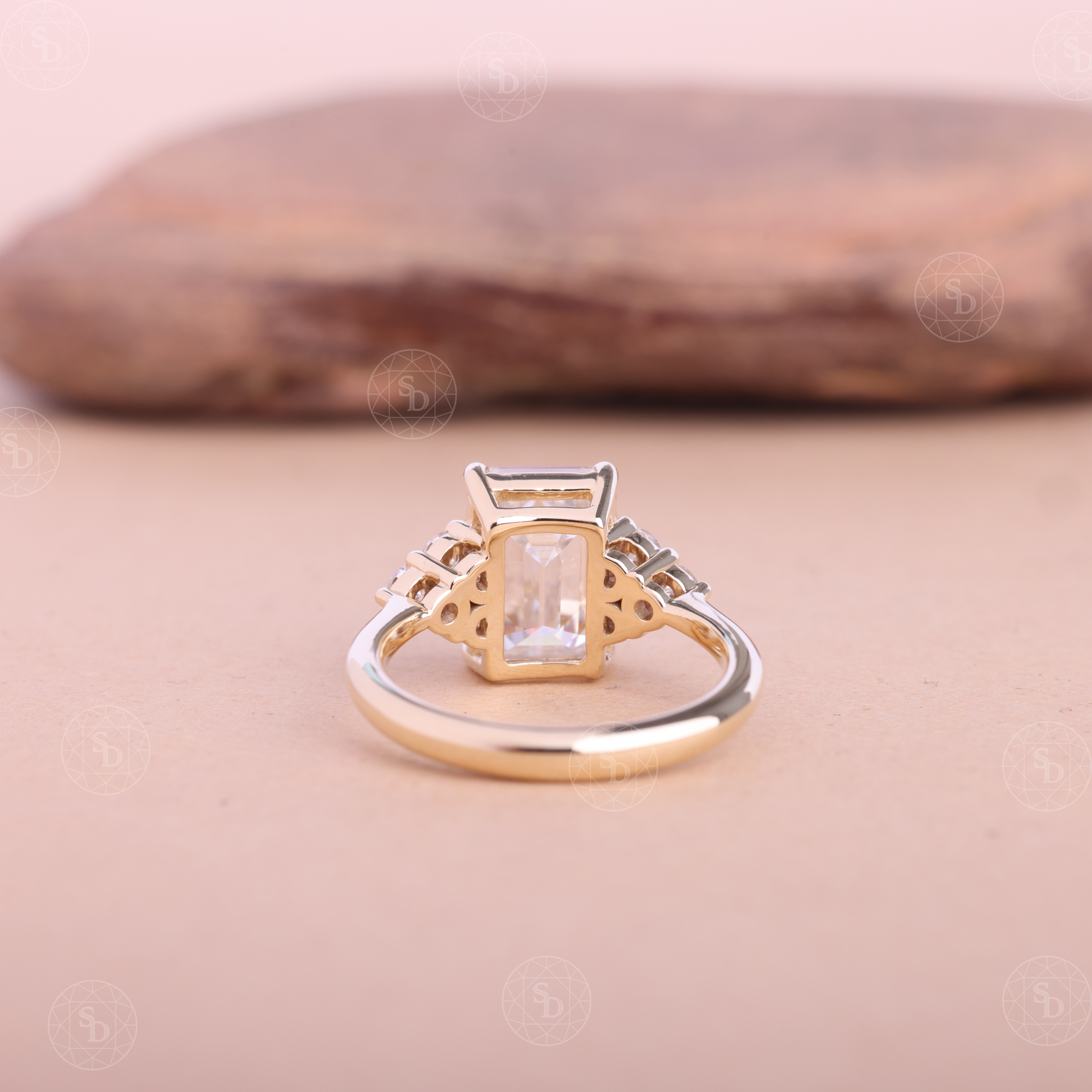 emerald-cut-lab-grown-engagement-ring-vintage-14K-gold-promise-ring