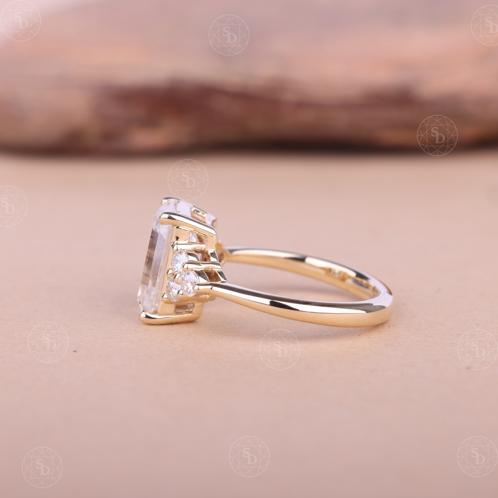 emerald-cut-lab-grown-engagement-ring-vintage-14K-gold-promise-ring