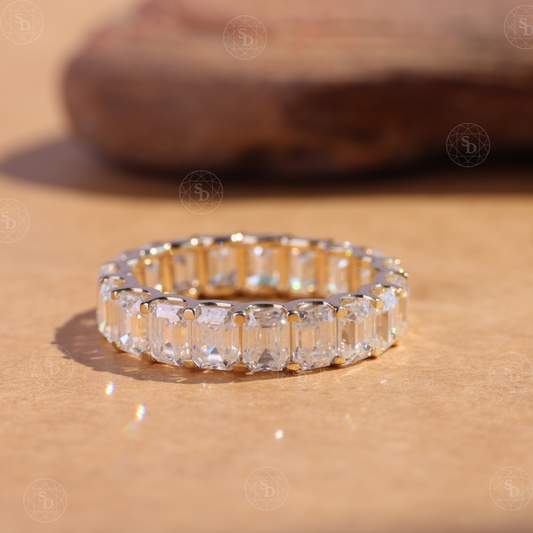 Emerald Lab-Grown Diamond 14K Gold Full Eternity Wedding Band - 4.5mm