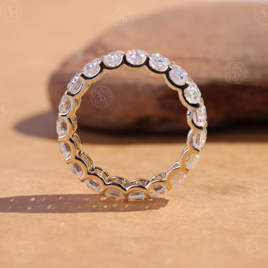 Emerald Lab-Grown Diamond 14K Gold Full Eternity Wedding Band - 4.5mm
