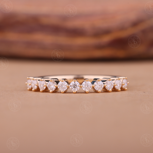 Half eternity floating bubble lab-grown diamond wedding band in 14K gold