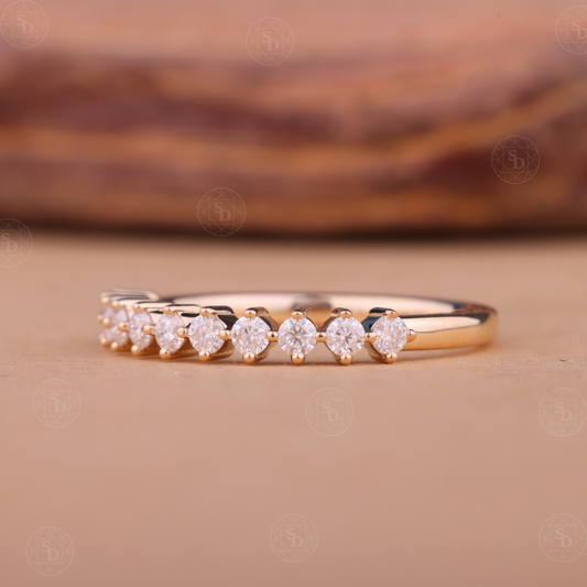 Half eternity floating bubble lab-grown diamond wedding band in 14K gold