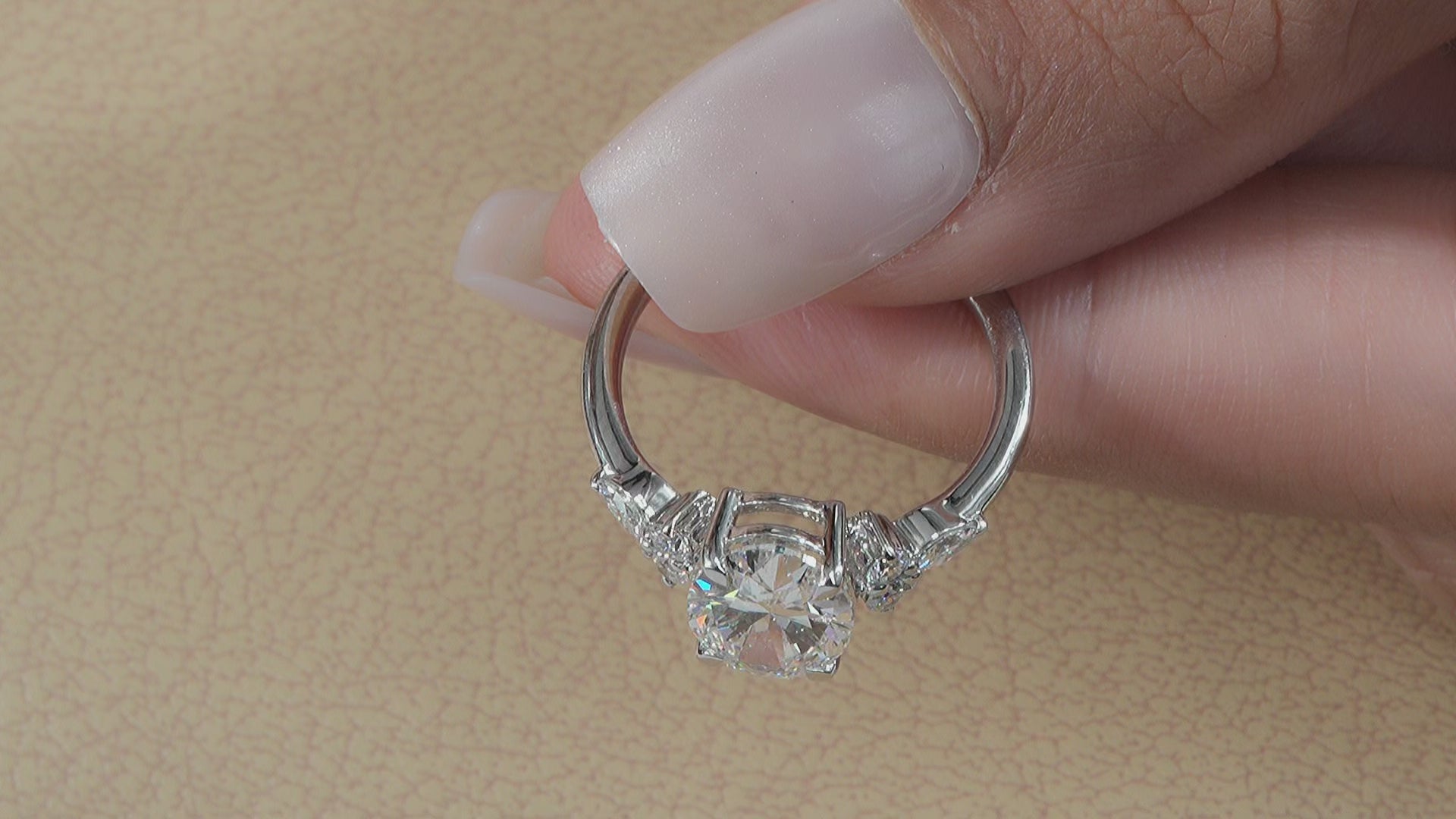Oval Lab diamond Engagement ring with accent diamond lower basket setting