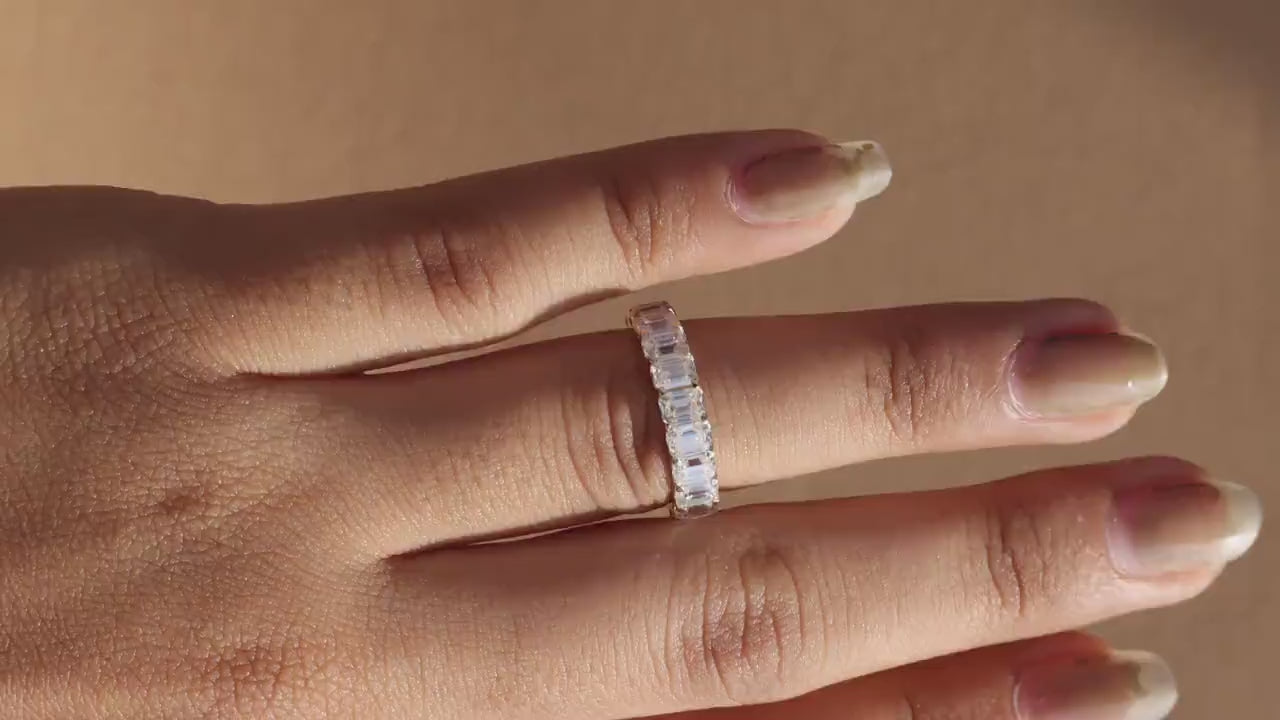 Emerald Lab-Grown Diamond 14K Gold Full Eternity Wedding Band - 4.5mm