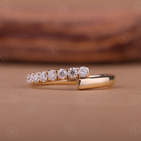 olid 14K gold lab-grown diamond bypass ring for anniversary or promise wear